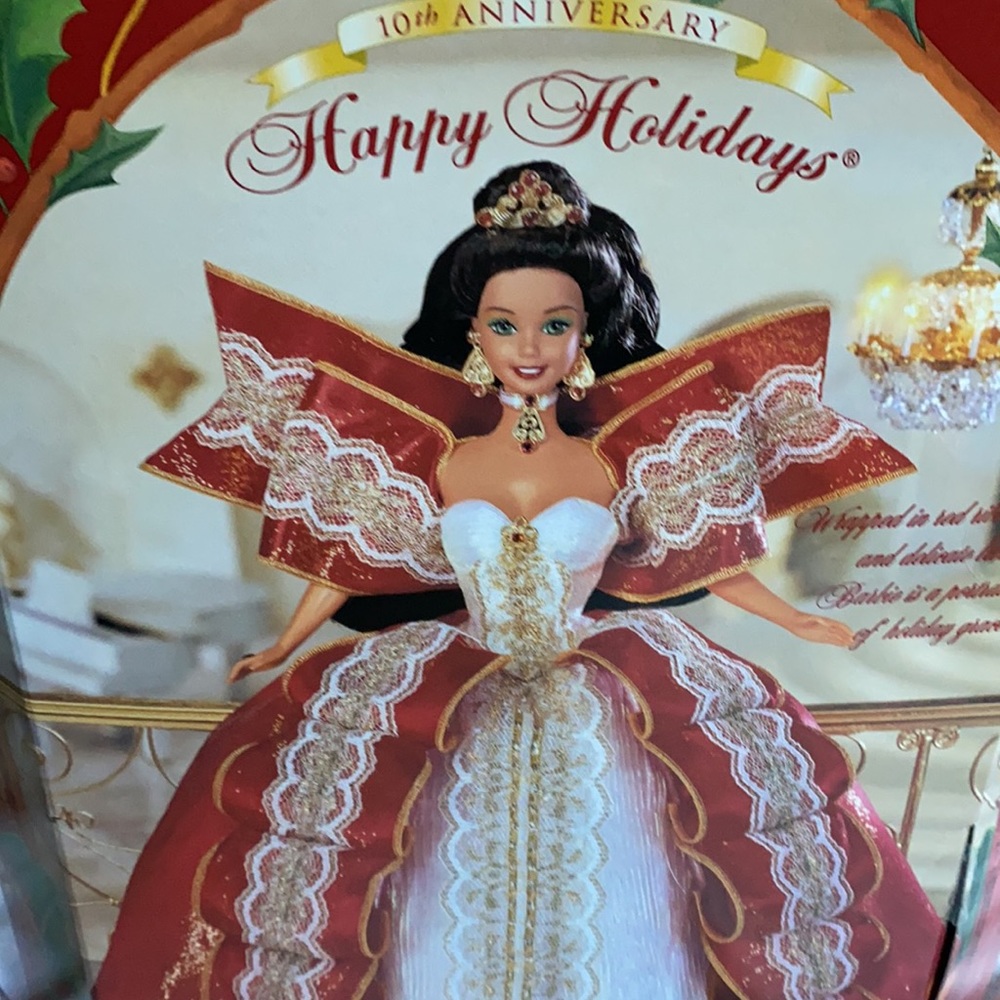 Rare 1997 Happy Holiday BLONDE Barbie in Acrylic Case - Picture 5 of 11